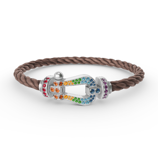[⭐Renara]FORC LARGE HORSESHOE  COLORED DIAMOND BRACELET SILVER