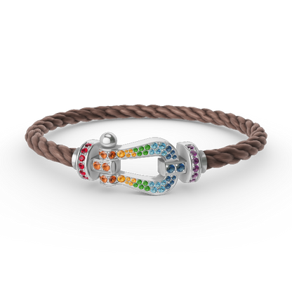 [⭐Renara]FORC LARGE HORSESHOE  COLORED DIAMOND BRACELET SILVER