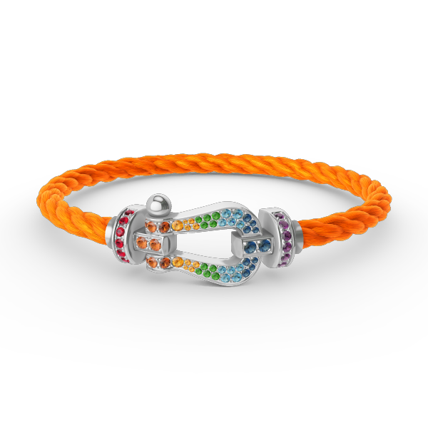 [⭐Renara]FORC LARGE HORSESHOE  COLORED DIAMOND BRACELET SILVER