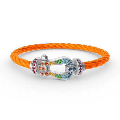 [⭐Renara]FORC LARGE HORSESHOE  COLORED DIAMOND BRACELET SILVER