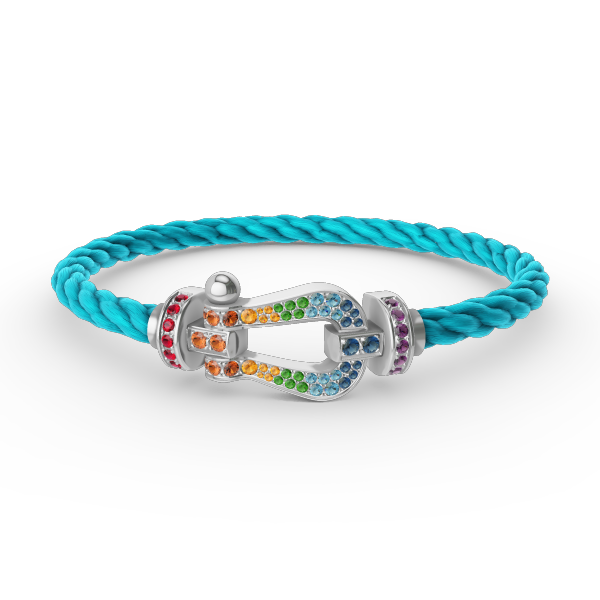 [⭐Renara]FORC LARGE HORSESHOE  COLORED DIAMOND BRACELET SILVER