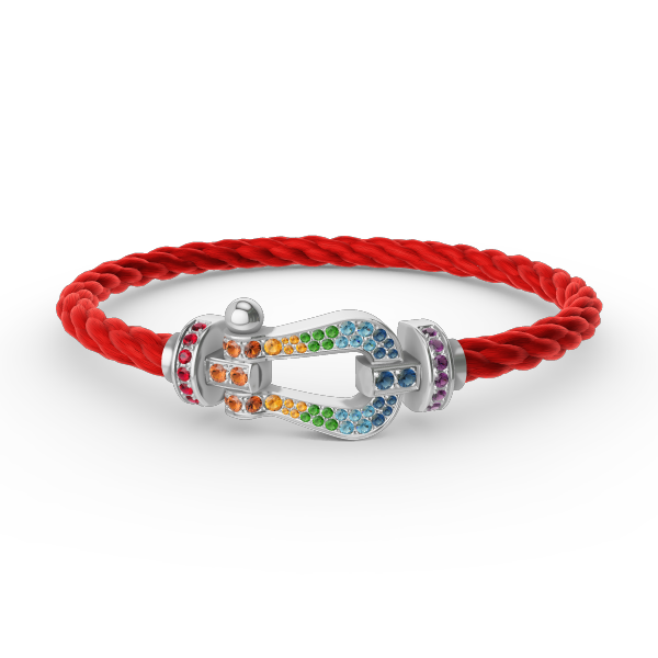 [⭐Renara]FORC LARGE HORSESHOE  COLORED DIAMOND BRACELET SILVER