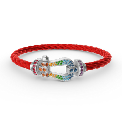 [⭐Renara]FORC LARGE HORSESHOE  COLORED DIAMOND BRACELET SILVER