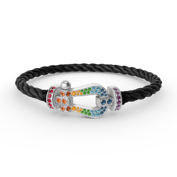 [⭐Renara]FORC LARGE HORSESHOE  COLORED DIAMOND BRACELET SILVER