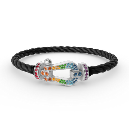 [⭐Renara]FORC LARGE HORSESHOE  COLORED DIAMOND BRACELET SILVER