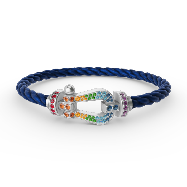 [⭐Renara]FORC LARGE HORSESHOE  COLORED DIAMOND BRACELET SILVER