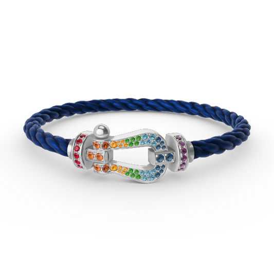 [⭐Renara]FORC LARGE HORSESHOE  COLORED DIAMOND BRACELET SILVER