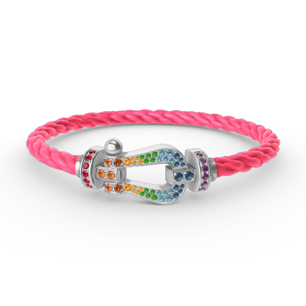 [⭐Renara]FORC LARGE HORSESHOE  COLORED DIAMOND BRACELET SILVER