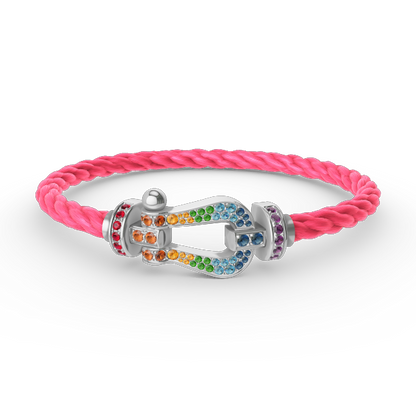 [⭐Renara]FORC LARGE HORSESHOE  COLORED DIAMOND BRACELET SILVER