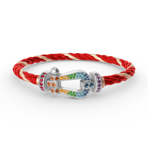 [⭐Renara]FORC LARGE HORSESHOE  COLORED DIAMOND BRACELET SILVER