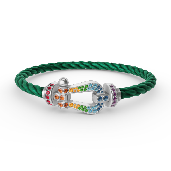 [⭐Renara]FORC LARGE HORSESHOE  COLORED DIAMOND BRACELET SILVER