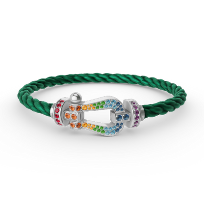 [⭐Renara]FORC LARGE HORSESHOE  COLORED DIAMOND BRACELET SILVER