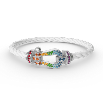 [⭐Renara]FORC LARGE HORSESHOE  COLORED DIAMOND BRACELET SILVER
