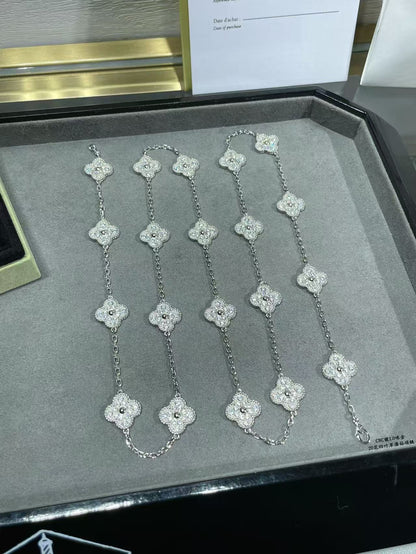 [⭐Renara]CLOVER 20 MOTIFS FULL-DIAMOND NECKLACE