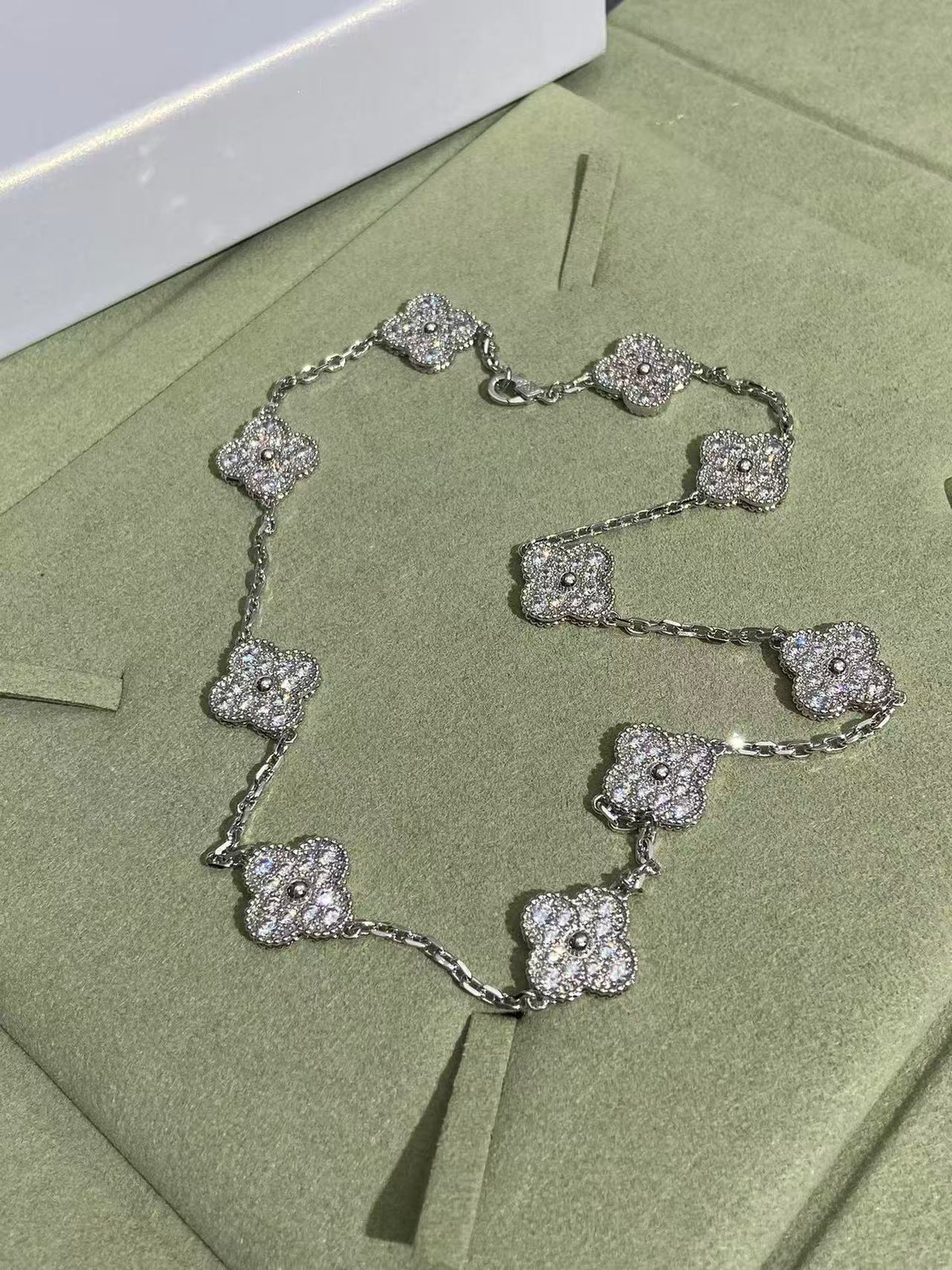 [⭐Renara]CLOVER 10 MOTIFS  FULL DIAMOND NECKLACE