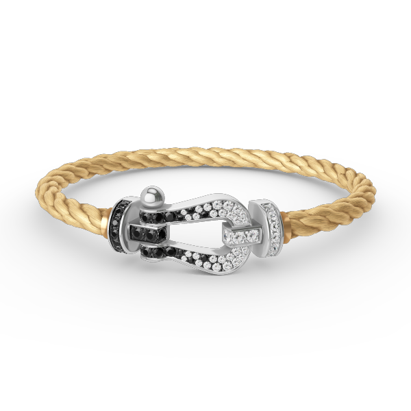 [⭐Renara]FORCE LARGE HORSESHOE BLACK WHITE DIAMOND BRACELET SILVER