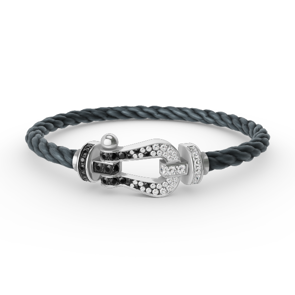 [⭐Renara]FORCE LARGE HORSESHOE BLACK WHITE DIAMOND BRACELET SILVER