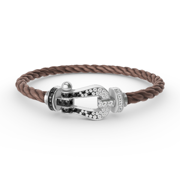 [⭐Renara]FORCE LARGE HORSESHOE BLACK WHITE DIAMOND BRACELET SILVER
