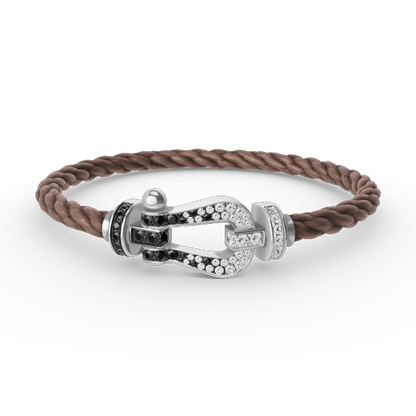 [⭐Renara]FORCE LARGE HORSESHOE BLACK WHITE DIAMOND BRACELET SILVER