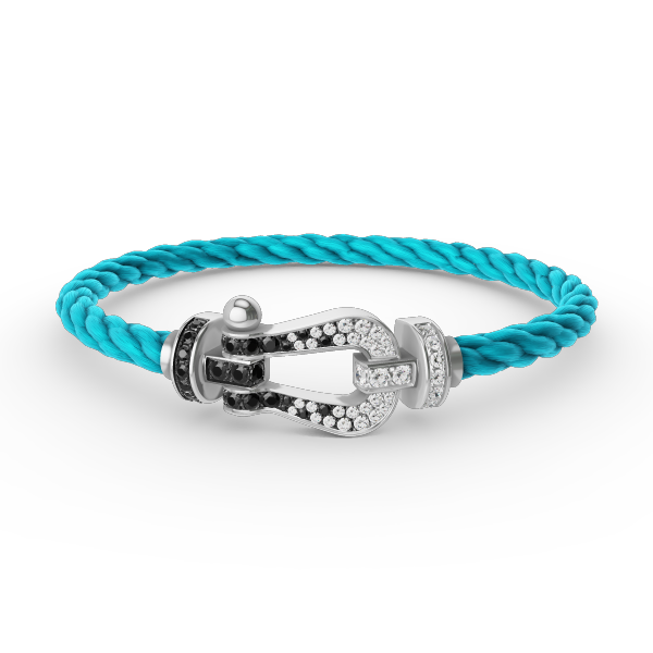 [⭐Renara]FORCE LARGE HORSESHOE BLACK WHITE DIAMOND BRACELET SILVER