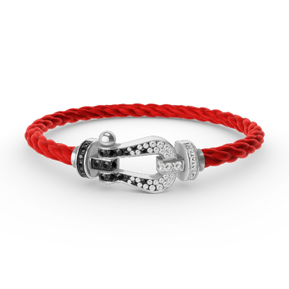 [⭐Renara]FORCE LARGE HORSESHOE BLACK WHITE DIAMOND BRACELET SILVER