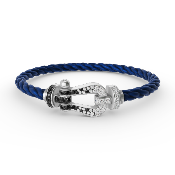 [⭐Renara]FORCE LARGE HORSESHOE BLACK WHITE DIAMOND BRACELET SILVER