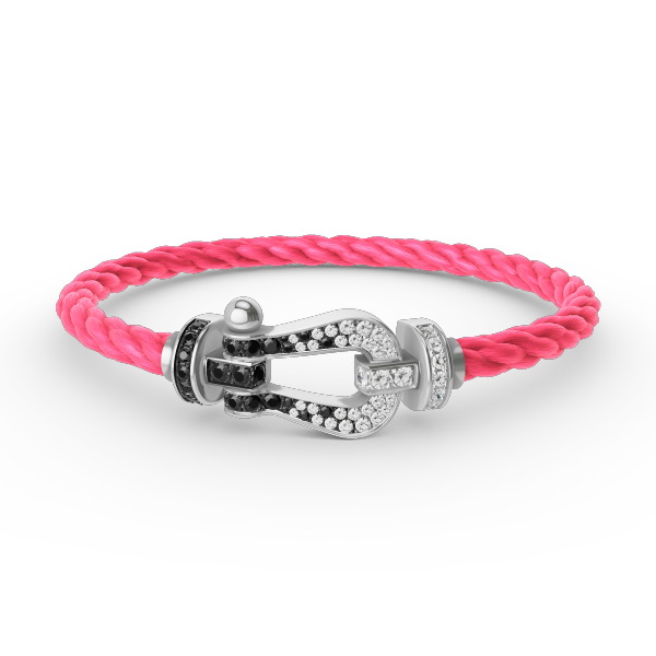 [⭐Renara]FORCE LARGE HORSESHOE BLACK WHITE DIAMOND BRACELET SILVER