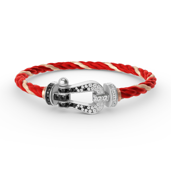 [⭐Renara]FORCE LARGE HORSESHOE BLACK WHITE DIAMOND BRACELET SILVER