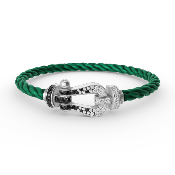 [⭐Renara]FORCE LARGE HORSESHOE BLACK WHITE DIAMOND BRACELET SILVER