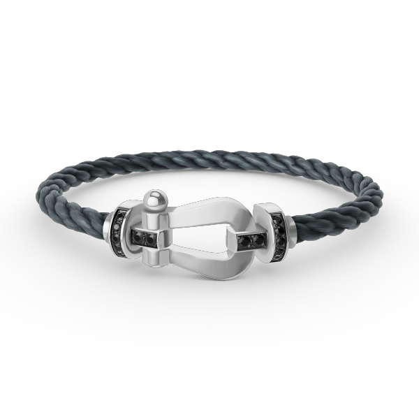 [⭐Renara]FORCE LARGE HORSESHOE BLACK DIAMOND BRACELET SILVER