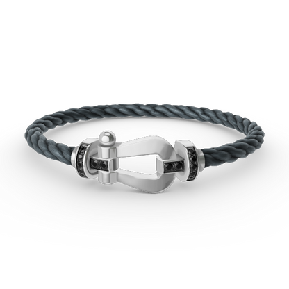 [⭐Renara]FORCE LARGE HORSESHOE BLACK DIAMOND BRACELET SILVER