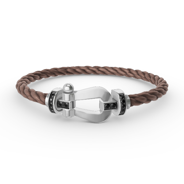 [⭐Renara]FORCE LARGE HORSESHOE BLACK DIAMOND BRACELET SILVER