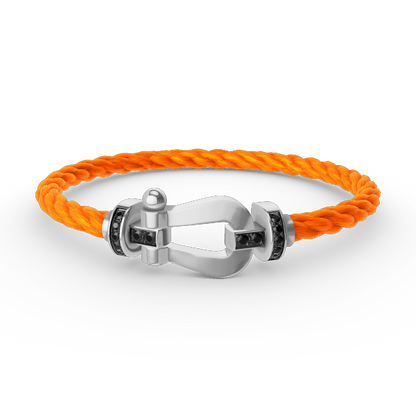[⭐Renara]FORCE LARGE HORSESHOE BLACK DIAMOND BRACELET SILVER