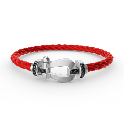 [⭐Renara]FORCE LARGE HORSESHOE BLACK DIAMOND BRACELET SILVER