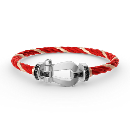 [⭐Renara]FORCE LARGE HORSESHOE BLACK DIAMOND BRACELET SILVER