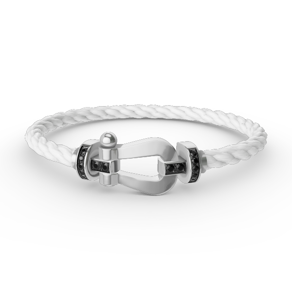 [⭐Renara]FORCE LARGE HORSESHOE BLACK DIAMOND BRACELET SILVER