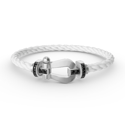 [⭐Renara]FORCE LARGE HORSESHOE BLACK DIAMOND BRACELET SILVER