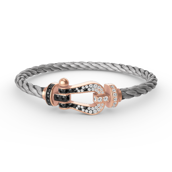 [⭐Renara]FORCE LARGE HORSESHOE BLACK WHITE DIAMOND BRACELET ROSE GOLD