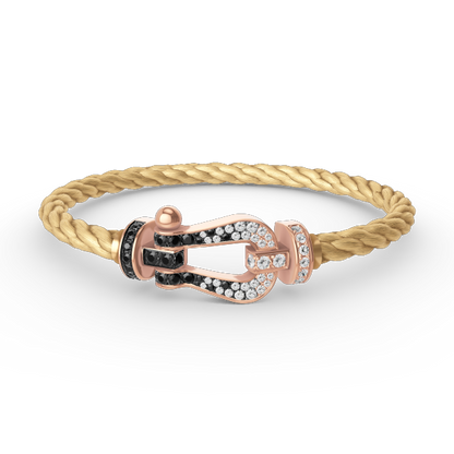 [⭐Renara]FORCE LARGE HORSESHOE BLACK WHITE DIAMOND BRACELET ROSE GOLD