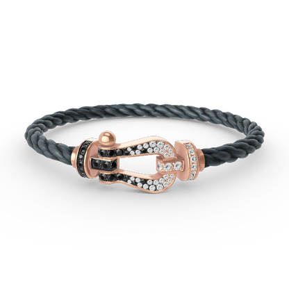[⭐Renara]FORCE LARGE HORSESHOE BLACK WHITE DIAMOND BRACELET ROSE GOLD