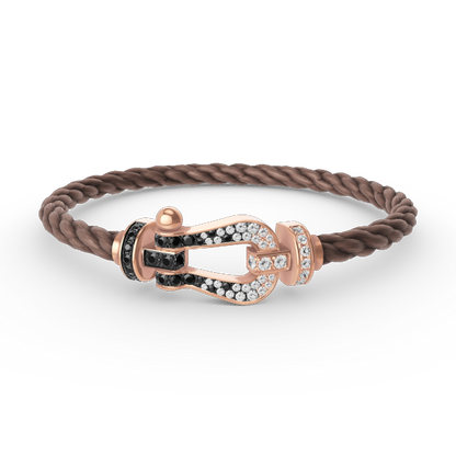 [⭐Renara]FORCE LARGE HORSESHOE BLACK WHITE DIAMOND BRACELET ROSE GOLD