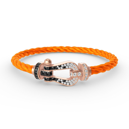 [⭐Renara]FORCE LARGE HORSESHOE BLACK WHITE DIAMOND BRACELET ROSE GOLD
