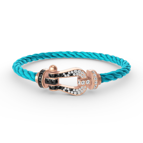 [⭐Renara]FORCE LARGE HORSESHOE BLACK WHITE DIAMOND BRACELET ROSE GOLD
