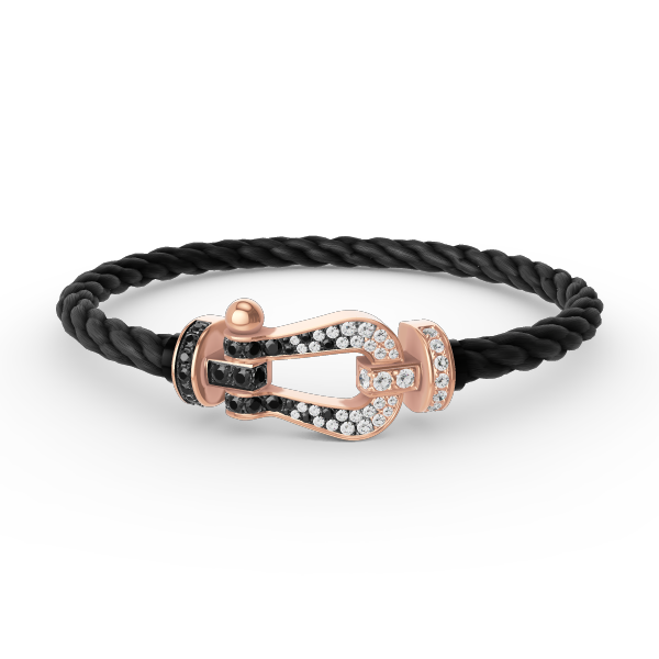 [⭐Renara]FORCE LARGE HORSESHOE BLACK WHITE DIAMOND BRACELET ROSE GOLD