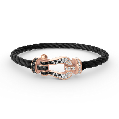[⭐Renara]FORCE LARGE HORSESHOE BLACK WHITE DIAMOND BRACELET ROSE GOLD
