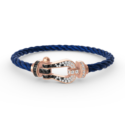 [⭐Renara]FORCE LARGE HORSESHOE BLACK WHITE DIAMOND BRACELET ROSE GOLD