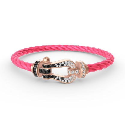 [⭐Renara]FORCE LARGE HORSESHOE BLACK WHITE DIAMOND BRACELET ROSE GOLD
