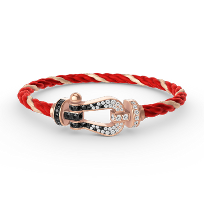 [⭐Renara]FORCE LARGE HORSESHOE BLACK WHITE DIAMOND BRACELET ROSE GOLD