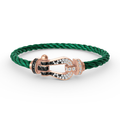 [⭐Renara]FORCE LARGE HORSESHOE BLACK WHITE DIAMOND BRACELET ROSE GOLD