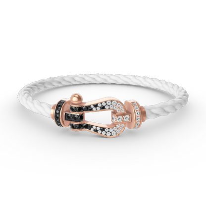 [⭐Renara]FORCE LARGE HORSESHOE BLACK WHITE DIAMOND BRACELET ROSE GOLD